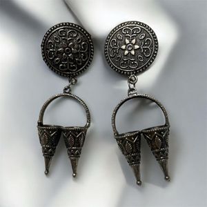Traditional Oxidized Silver Jhumka Earrings