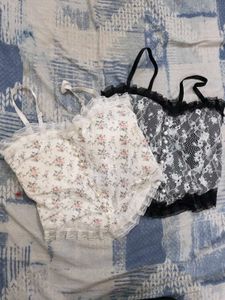 Floral Lace Crop Top Set