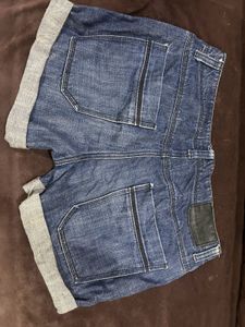 Blue Denim Cuffed Shorts