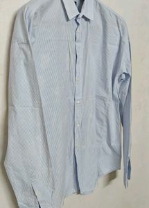 ZARA Men's Light Blue Striped Dress Shirt