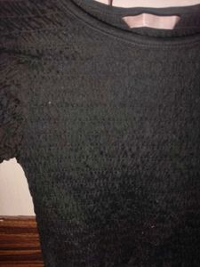 Chic Black Smocked Crop Top