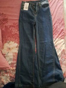 Flared Blue Denim Jeans