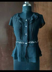Elegant Black Peplum Blouse