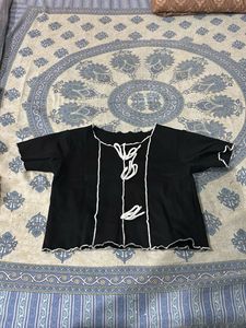 Black Cropped Top with White Trim