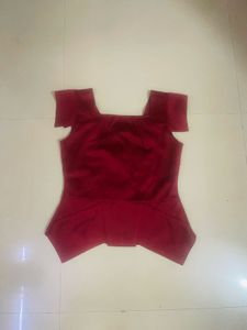 Chic Burgundy Peplum Top
