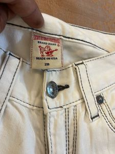 True Religion Jeans - White with Black Stitching
