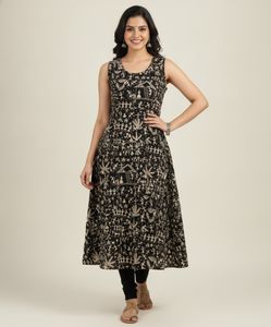Black Kurta with Traditional Warli Print