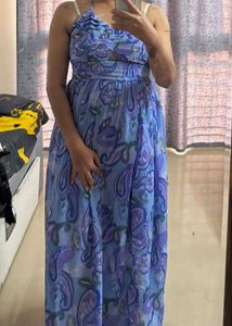 Paisley Halter Maxi Dress(backless)
