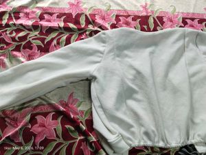 White Textured Cropped Jacket