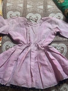 Beautiful Pink Kurti with Pleated Skirt