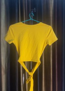 Chic Yellow Tie-Waist Crop Top