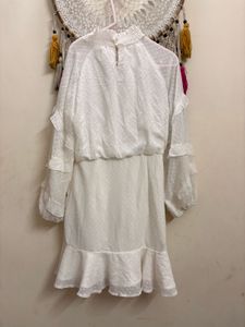 Elegant White Ruched Dress