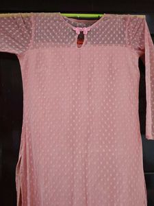 Peach Net Kurta