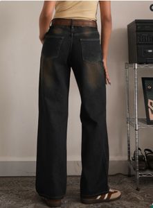 Wide Leg Washed Denim Jeans