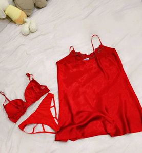 beautiful satin red lingerie set 👍