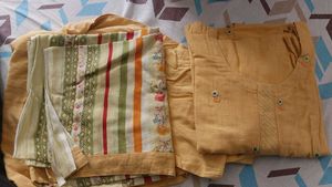 Mustard Yellow Cotton Kurta Set