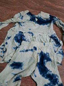 Blue Tie-Dye Kurta Set with Palazzo Pants
