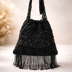 Elegant Beaded Crystal Fringe Bag