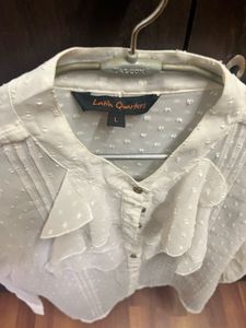 Ruffle Front White Blouse With Red Top Combo