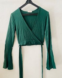 Emerald Green Wrap Crop Top 💚