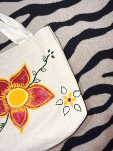 Hand-painted Floral Tote Bag