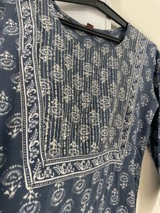 Women's greyish blue Printed Kurta Set