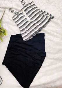 Zara Striped Smocked Tank Top with shorts 👍