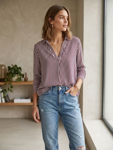 Chic Striped V-Neck Shirt
