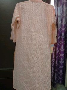 Peach Chikankari Kurta