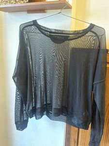 Steve Madden Sheer Mesh Long Sleeve Top