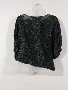 Black Glitter Knit Oversized Top