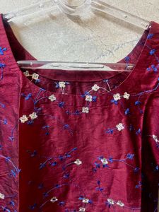 Elegant Maroon Embroidered Kurta