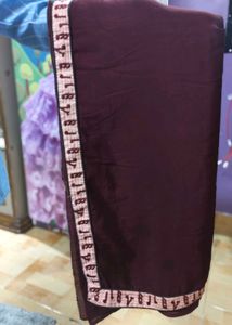 Maroon saree with Embroidered Border