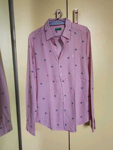 Men's Pink Printed Long Sleeve Shirt