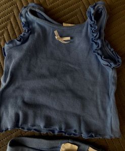 Cute Blue Ribbed Tank and Shorts Set