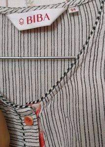 BIBA Women's Cotton Striped A-Line Kurta