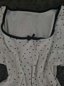 Cute Heart Dot Puff Sleeve Top🦢🪽