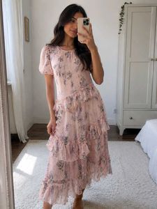 Sheer Floral Ruffle Dress