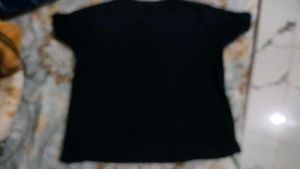 Navy Blue Floral Embroidered T-Shirt