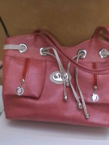 Chic Pink Drawstring Handbag