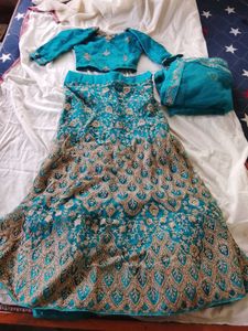 Teal Embroidered Lehenga Choli