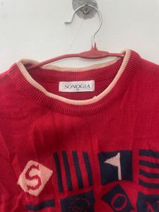 Red Sleeveless Knit Top