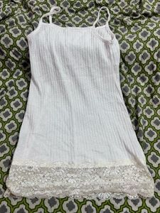 White Lace Trim Slip Dress or kurti