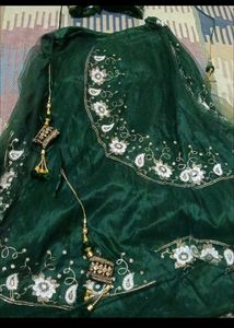 green teal lehnga two time wear only