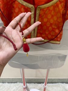 Orange Silk Blouse with Gold Trim