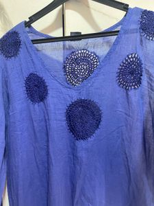 Bohemian Vibrant Blue Crocheted Kurta
