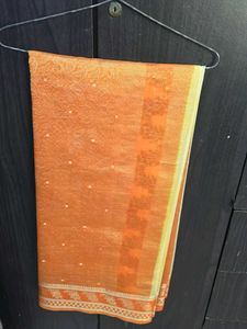 Elegant Orange Silk Saree