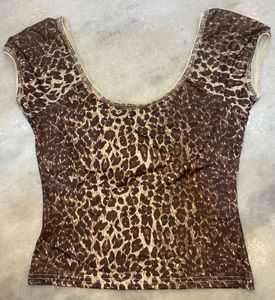 Leopard Print Mesh Top