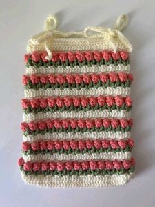 Handmade Crochet Pouch with Tulip Design