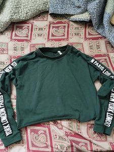 Green Graphic Print Long Sleeve Top